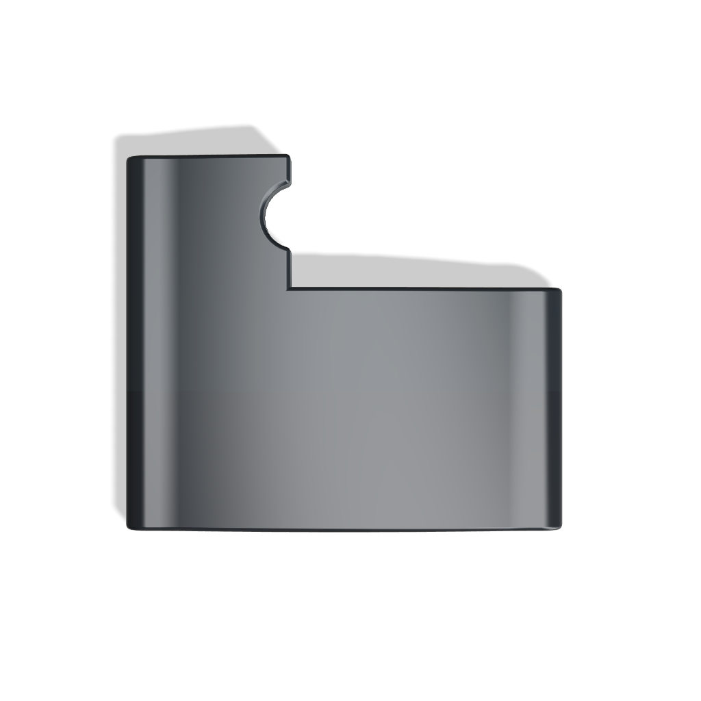 Custom black bass finger ramp for Fender P Bass, 3D printed accessory, shown top view on white background.