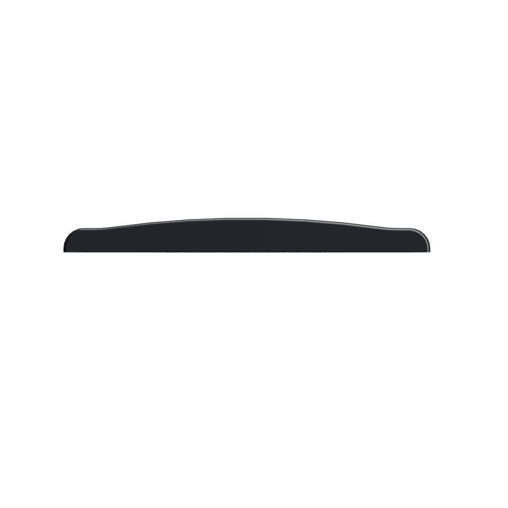Black 3D-printed bass finger ramp for Music Man StingRay 4HH bass, custom bass ramp accessory shown on white background in side view