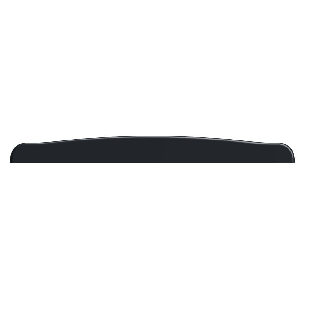 Black 3D-printed bass finger ramp for Music Man StingRay 4HH bass, custom bass ramp accessory shown on white background in side view