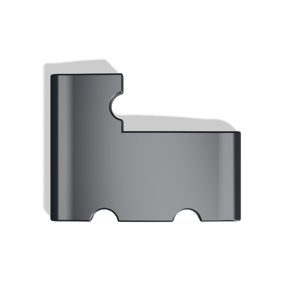 Yamaha BBP34 bass finger ramp, black 3D printed ramp with 10-inch radius, top view on white background – custom bass ramp for enhanced fingerstyle control.