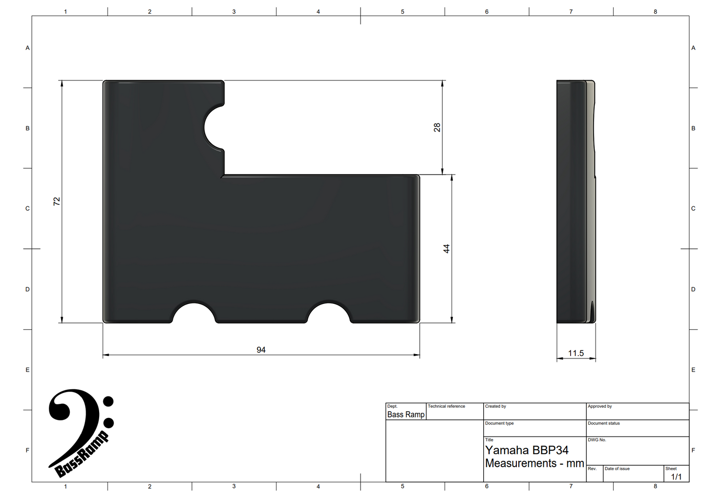 Yamaha BBP34 Bass - Bass Finger Ramp