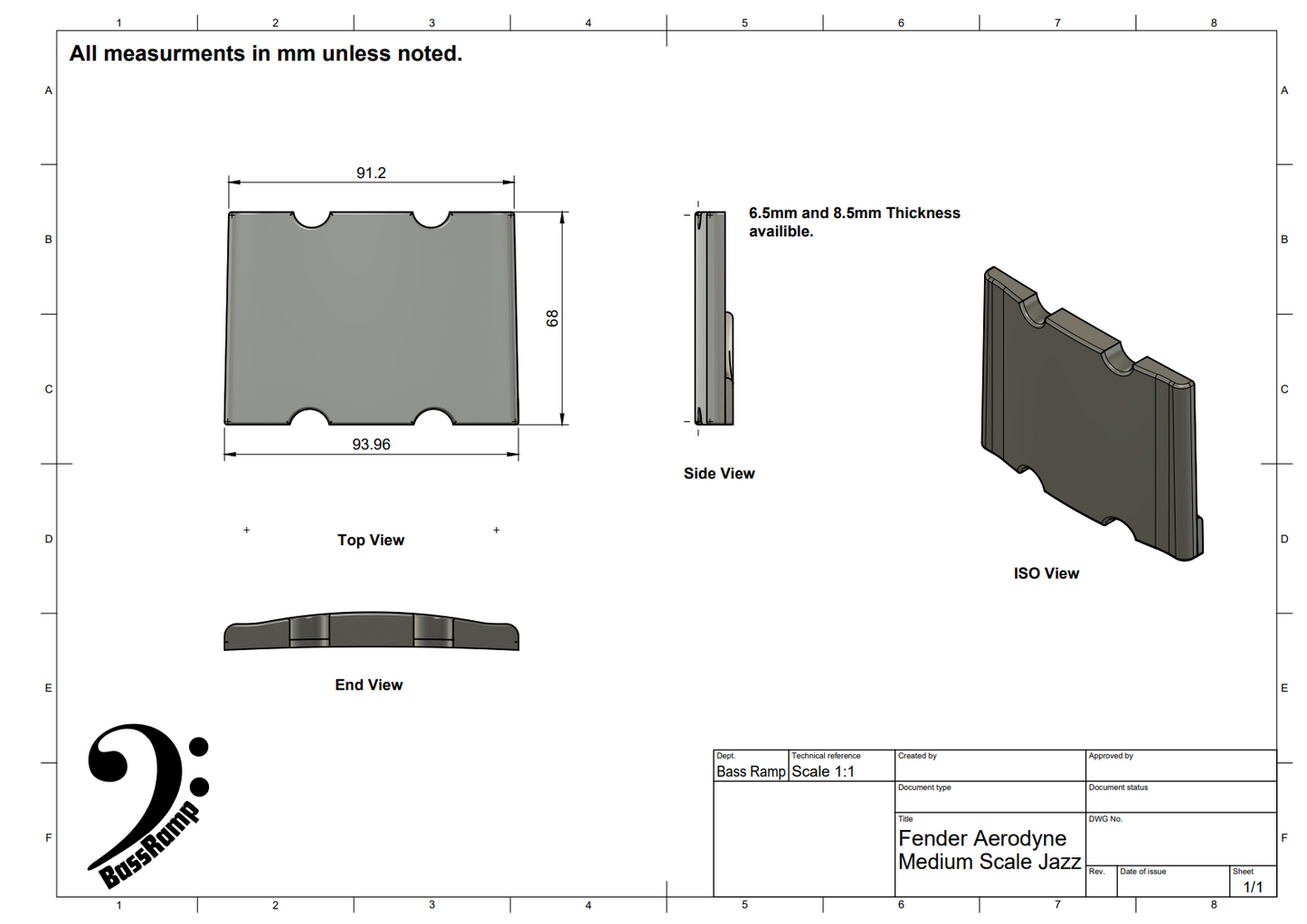 Fender Aerodyne Medium Scale Jazz Bass– Bass Finger Ramp
