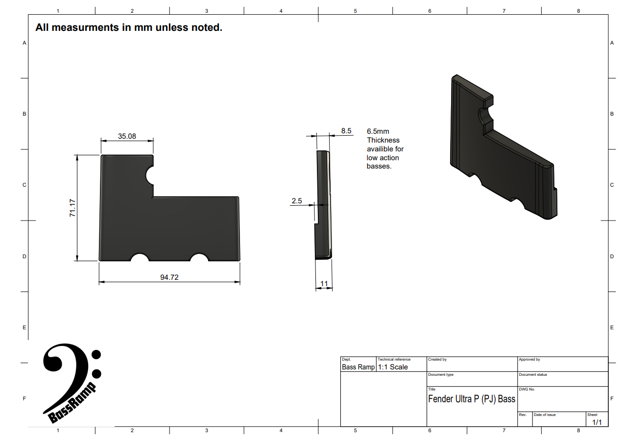 Fender Ultra P Bass (PJ) - Bass Finger Ramp