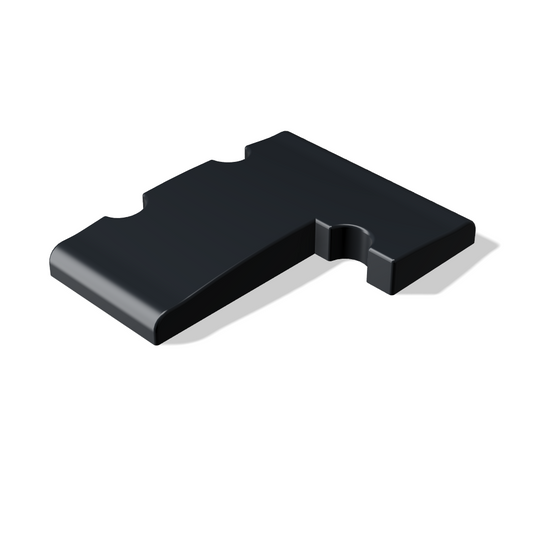 Yamaha BBP34 bass finger ramp, black 3D printed ramp with 10-inch radius, top ISO view on white background – custom bass ramp for enhanced fingerstyle control.
